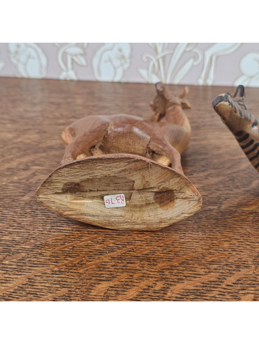 Vintage Hand Carved Wood Zebra & Gazelle Figurines African Safari Lot - Picture 6 of 15